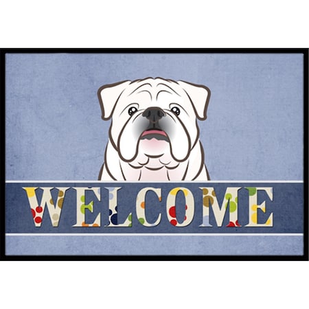Carolines Treasures White English Bulldog Welcome Indoor & Outdoor Mat, 18 x 27 in. CA77357